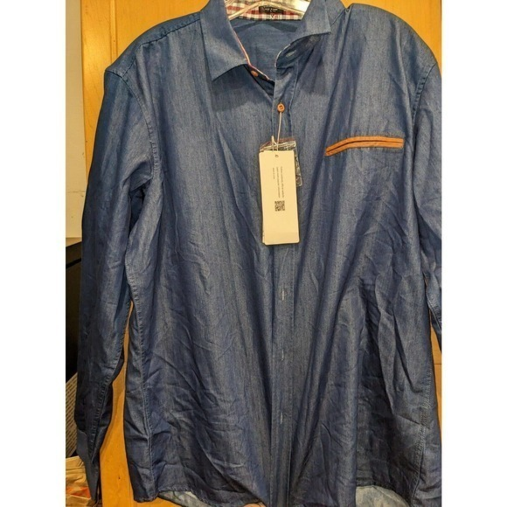 COOFANDY Men's Casual Dress Shirt Button Down Shirts Long-Sleeve Denim Work Shir